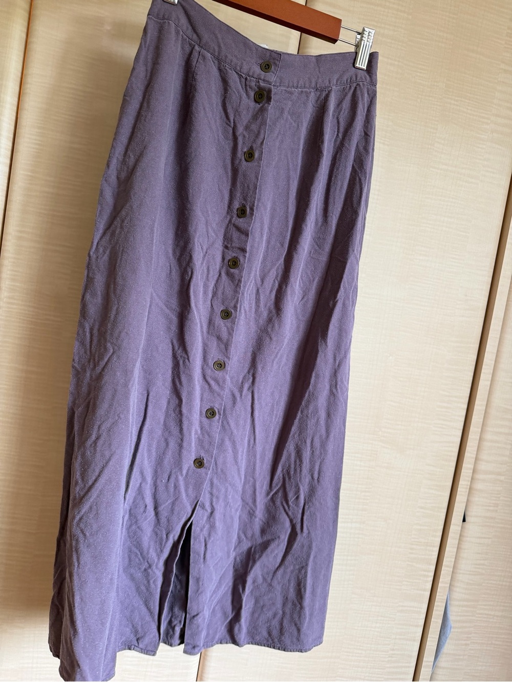 Vintage Silk Button-Front purple Skirt